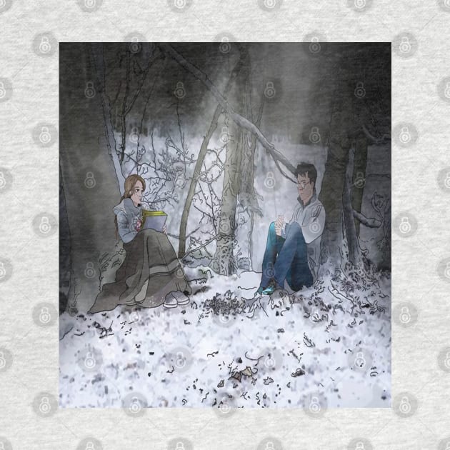 It's snowing into the woods - Illustration by Le petit fennec